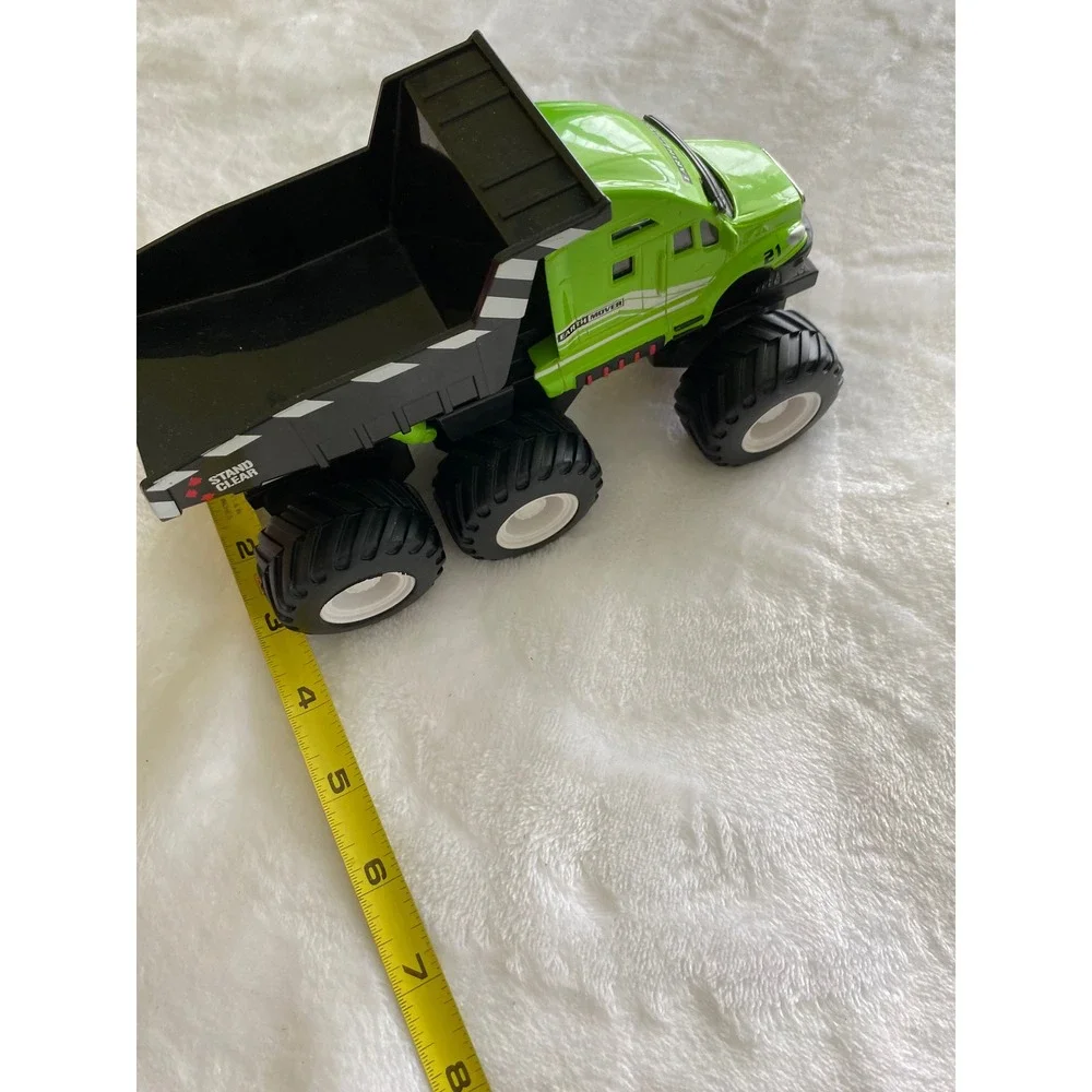 Earth Mover Dump Truck - Green Monster Construction Toy Motorized Friction Power